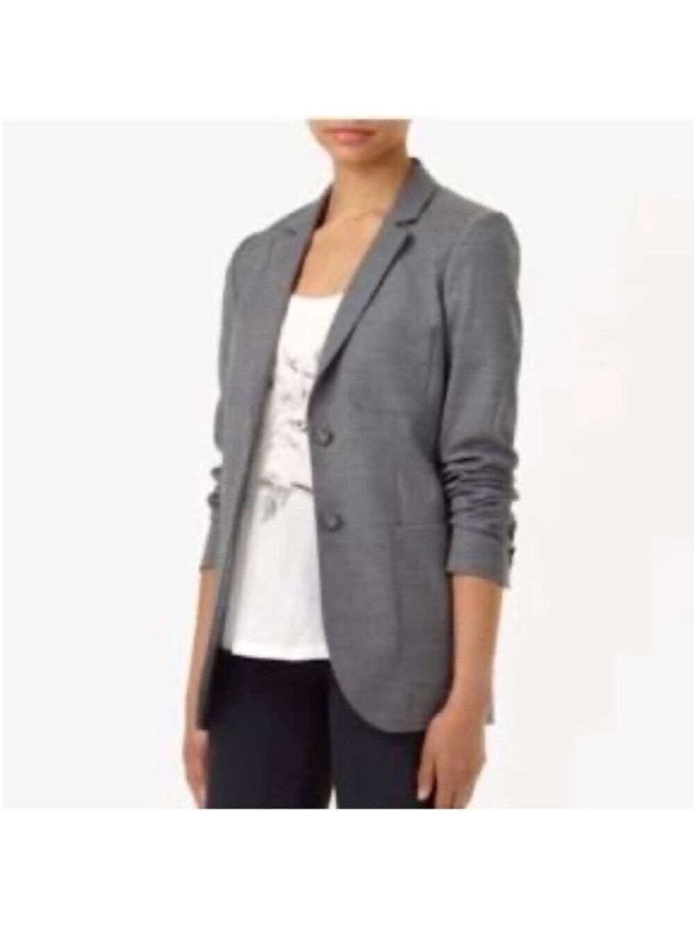 ARITZIA TALULA wool blend boyfriend blazer patch pockets fully lined grey sz 6